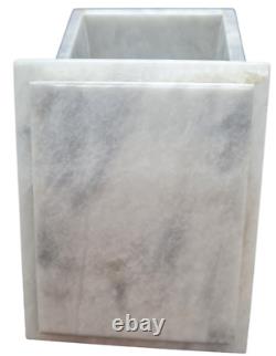 Natural Vintage Grey Marble Rectangular Storage Box with Cover, 4 x 6