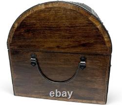 Nautical Cove Handmade Wooden Treasure Chest Storage Box Real Leather Accents
