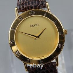Near MINT withBox GUCCI 3000.2. M Gold Dial 32mm Quartz Men's Vintage Watch