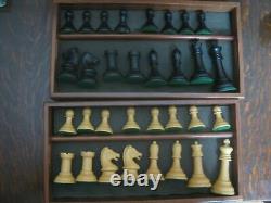 No# 4466 VINTAGE DRUEKE chess box with DRUEKE players choice pieces King 3'5\8s
