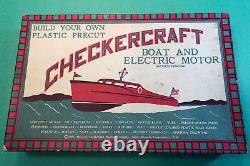 Odd 1946 Checkercraft S. Norwalk CT vtg model boat Kit, Box electric motor