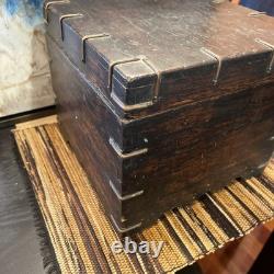 Old Antique Handmade Wooden Iron Fitted Multipurpose Storage Box