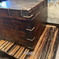 Old Antique Handmade Wooden Iron Fitted Multipurpose Storage Box