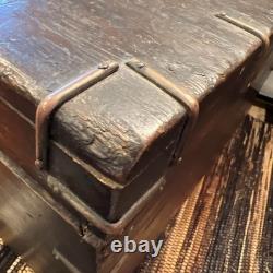 Old Antique Handmade Wooden Iron Fitted Multipurpose Storage Box