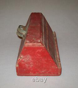 Old Antique Vtg 19th C 1890s Small Handled Wooden Box Original Crusty Red Paint