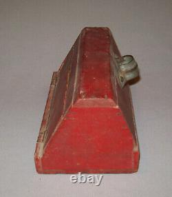 Old Antique Vtg 19th C 1890s Small Handled Wooden Box Original Crusty Red Paint