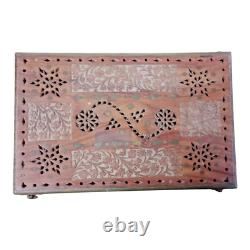 Old Vintage Antique Emobessd & Engraved Design Wooden Jewelry / Money Box