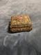 Old Vintage Ornate Brass Jewelry Trinket Box With Floral Embossed Lid & Velvet