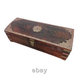 Old Vintage Wood & Brass Unique Design Tricky Open System Jewelry / Money Box