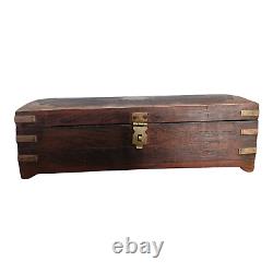 Old Vintage Wood & Brass Unique Design Tricky Open System Jewelry / Money Box