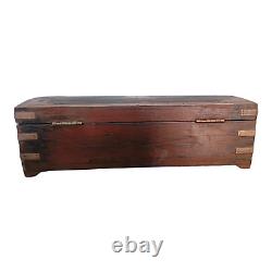 Old Vintage Wood & Brass Unique Design Tricky Open System Jewelry / Money Box