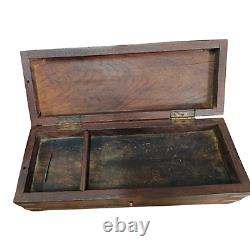 Old Vintage Wood & Brass Unique Design Tricky Open System Jewelry / Money Box