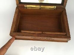 Old Vintage Wooden Handcrafted Hand Engraved Mirror Fitted Jewellery Box Puzzle