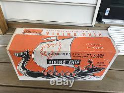 Old Vtg #245 Hard Plastic Renwal Viking Ship Playset WithAccessories Original Box