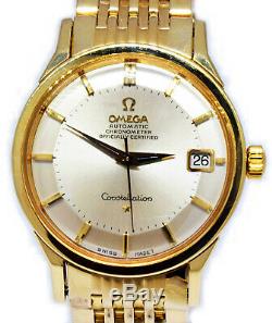 Omega Constellation Piepan Dial 14k Gold 24J Automatic Mens Watch & Box 168005