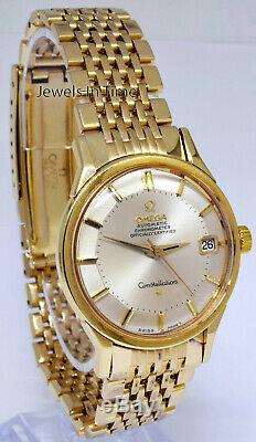 Omega Constellation Piepan Dial 14k Gold 24J Automatic Mens Watch & Box 168005
