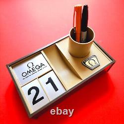 Omega Watch Desk Organiser Calendar Caddy Vintage Electronic Branding Swiss