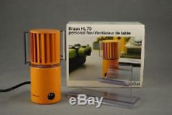 Orange BRAUN HL70 Desk FAN + BOX Reinhold Weiss Germany Modernist Vintage 70s