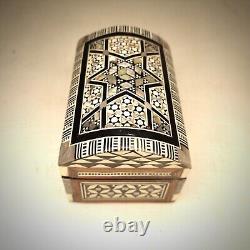 Oriental Jewelry Box in Mother of Pearl Mosaic Wood Syrian Vintage Box