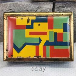 Original German Vintage BAUHAUS Jewelry Cigarette ART DECO Hinged Metal Box Rare