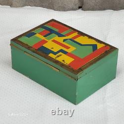 Original German Vintage BAUHAUS Jewelry Cigarette ART DECO Hinged Metal Box Rare