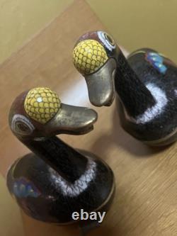 PAIR Vintage Asian Cloisonné Goose Duck Large Trinket Boxes