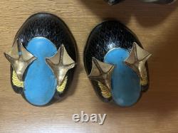 PAIR Vintage Asian Cloisonné Goose Duck Large Trinket Boxes