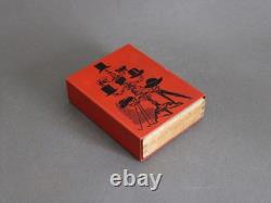 PIERO FORNASETTI slide box, Vintage 1950s, Wood & metal with hats motif, Italy