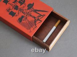 PIERO FORNASETTI slide box, Vintage 1950s, Wood & metal with hats motif, Italy