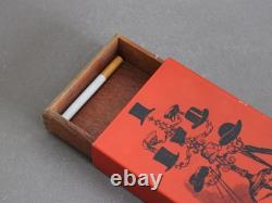 PIERO FORNASETTI slide box, Vintage 1950s, Wood & metal with hats motif, Italy