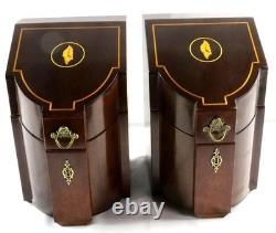 Pair of Mid 20th Century Inlaid Mahogany Knife Boxes