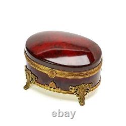 Paul Millet France for Sevres VIntage Red Gold Porcelain Jewellery Box Glazed