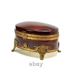 Paul Millet France for Sevres VIntage Red Gold Porcelain Jewellery Box Glazed