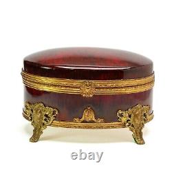 Paul Millet France for Sevres VIntage Red Gold Porcelain Jewellery Box Glazed