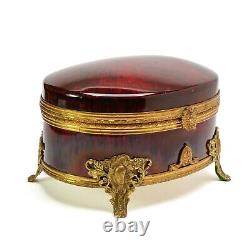 Paul Millet France for Sevres VIntage Red Gold Porcelain Jewellery Box Glazed