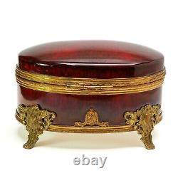 Paul Millet France for Sevres VIntage Red Gold Porcelain Jewellery Box Glazed