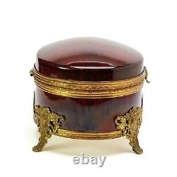 Paul Millet France for Sevres VIntage Red Gold Porcelain Jewellery Box Glazed