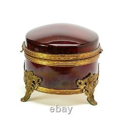 Paul Millet France for Sevres VIntage Red Gold Porcelain Jewellery Box Glazed