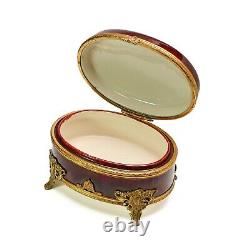 Paul Millet France for Sevres VIntage Red Gold Porcelain Jewellery Box Glazed