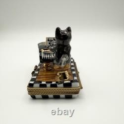 Peint Main Limoges France Chamart Cat Piano Trinket Box Vintage/Antique Video