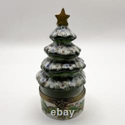 Peint Main Limoges France Chamart Christmas Trinket Box Vintage/Antique Video