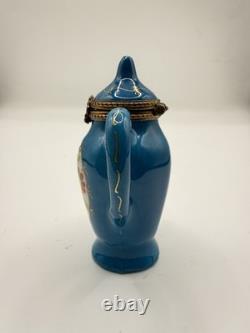 Peint Main Limoges France Chamart Floral Tea Kettle Trinket Box Vintage/Antique