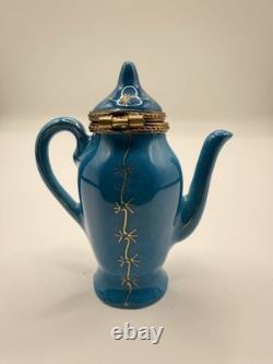 Peint Main Limoges France Chamart Floral Tea Kettle Trinket Box Vintage/Antique