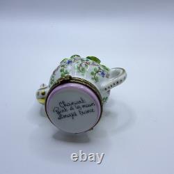Peint Main Limoges France Chamart Flowers Teapot Trinket Box Vintage Antique