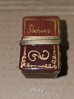 Peint Main Limoges Poseies Books Trinket Box- Vintage Hand Painted Poetry Books