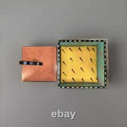 Post Modern Memphis Painted Wood Vintage Jewelry Box By Hollis Fingold Signed