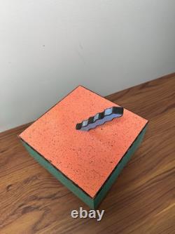 Post Modern Memphis Painted Wood Vintage Jewelry Box By Hollis Fingold Signed