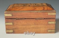 RARE Antique Victorian Era Indian 1900s Inlaid Wooden Perfume Bottle Lock Box