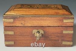 RARE Antique Victorian Era Indian 1900s Inlaid Wooden Perfume Bottle Lock Box