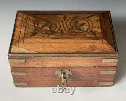 RARE Antique Victorian Era Indian 1900s Inlaid Wooden Perfume Bottle Lock Box
